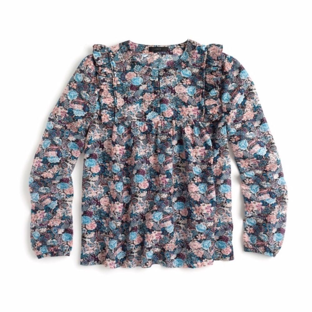 ⭐️‎ 2 for $25 • J. Crew || Esperanza Ruffle Front Cotton Silk Top